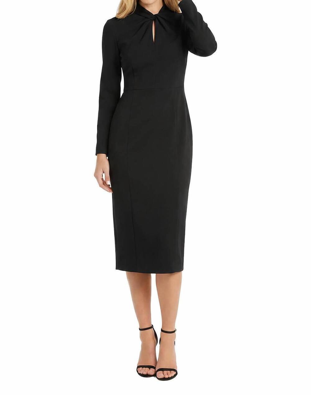 NEW MAGGY LONDON livie twist-neck keyhole sheath dress in black